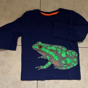 Mini Boden Navy Shirt with Green Frog Design